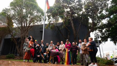 Pride flag raising at the Civic Centre.