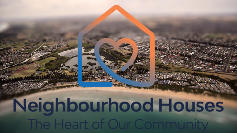 Neighbourhood House logo featuring a heart and the outline of a house.