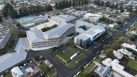 Aerial artist's impression of the redeveloped Warrnambool Base Hospital.